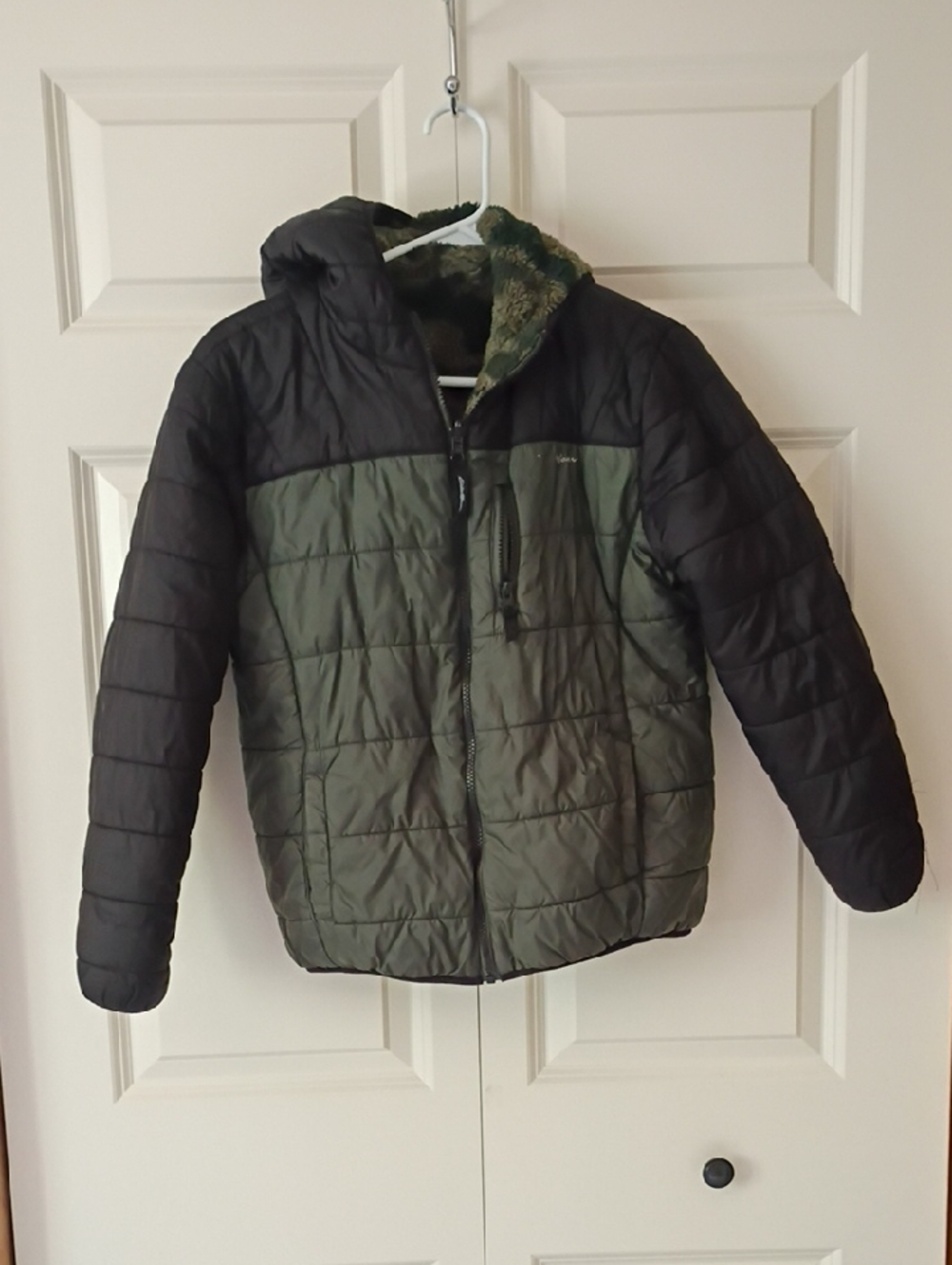 Reversible Boys Eddie Bauer Two-Tone Olive Winter Jacket